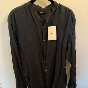 NWT 100% Linen Theory Band Collar Top